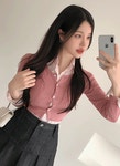 멜팅블루 [얇은가디건/색감존예♡]엘런즈 슬림핏 날날이 크롭 골지 간절기 가디건(아이/핑크/소라/보라/카키/모카/블랙)