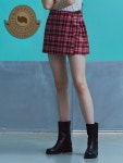 언톨드레이블 [우주소녀 다영 착용] 프렙 타탄체크 랩스커트_Red Tartan