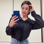 프릴블라우스 리본 쉬폰 시스루 S0002