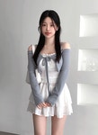 멜팅블루 [🌸봄신상/러블리🌸]세번트 프릴 리본 오프숄더 크롭 볼레로 가디건(아이/핑크/소라/블랙)