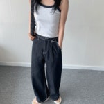 [~2XL/기장3개] 러빈pt / 투웨이 생지 하이웨스트 와이드핏 롱와이드 데일리 유니크 봄 여름 가을 사계절 청바지 데님팬츠 꾸안꾸 논페이드... 