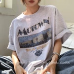 에이크롭 모타운 프린팅 루즈핏 반팔 티셔츠