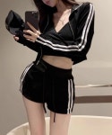 어썸클로젯 [바배]애디스 사이드 라인 트랙 집업+숏팬츠 투피스 셋업SET