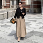 아뜨랑스 (벨트세트/올드머니룩) 러플리 플레어 롱 스커트 치마 롱치마 롱스커트 치마 sk6566