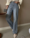 메이빈스 [S~2XL/3단기장]로반 와이드 데님 팬츠(청바지 와이드팬츠 하이웨스트팬츠 하이웨스트 중청바지 연청바지 기본템 베이직 데일리... 