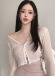 멜팅블루 [여름가디건!]지아나 살탐방지 브이넥 긴팔 시스루 크롭 봄여름 간절기 가디건(아이/핑크/블루/그린/블랙)
