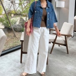 앤피오나 포켓 크롭 데님 자켓