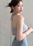 멜팅블루 [청량미갑/탄탄소재]헤이린 밑단 언발 홀터넥 니트 나시(아이/소라/그레이/블랙)