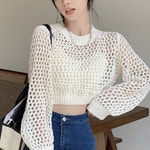 제이민 그물망 짜임 숏 니트탑 (4049)