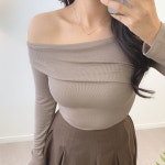어썸하비 셀리 원오프숄더 긴팔티 A0178