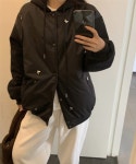 허니퓨어 [가을신상🤎/경량패딩]캐터리 나비 포인트 오버핏 후드 패딩 블루종 점퍼