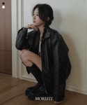 모어핏 [고퀄/3온스누빔] 바이뮤 절개 오버핏 레더 긴팔 자켓 2colors