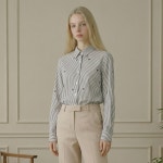 더모스트 리본 스트라이프 긴팔 셔츠 - 2 color