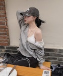 하비언니 #14340 꾸안꾸 코지 레터링 패치 후드집업 : 메란지,블랙 2color