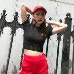 언니가간다 [무료배송][당일발송]키치키치 크롭티셔츠 - 크롭반팔 노랑 블랙 면스판 키치룩