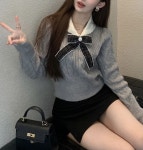 꽃보다옷 러블리 매력 카라 꽈배기 크롭 니트