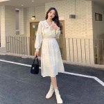 메이비굿 여성의류 스트링 러플 밴딩 여자원피스