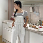 언니가간다 [무료배송][1컬러/실물깡패]두두 코튼 오버롤팬츠 - 긴바지 멜빵 롤업 포켓 스티치 코지 와이드핏