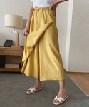 런던의옷장 봄 여름 미시룩 레이온 나일론 랩 사선 오픈 밴딩 H라인 스커트 와이드 치마 바지