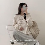 피치모드 [봄옷/데일리] 색감무드 모니카 자수 레터링 오버핏 맨투맨 (3color)