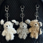 무차차모나 [자체제작] 1108 고퀄리티 리얼한 뽀글이 털 리본 푸들 곰돌이 인형 키링 3종 (백꾸 가방꾸미기)