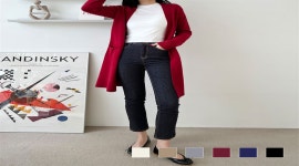 유어쇼퍼지니 니트 긴 단추없는 가디건 출근용 롱 여성 사무실