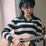 로라로라 COLLAR STRIPE BOARDER KNIT WH+BK