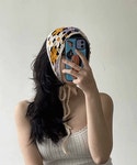 디아브 [당일출고] 플라워 꽃뜨개 헤어 두건 스카프 라덴뜨개두건