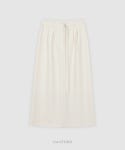 로렌하이 [LAUATELIER] Ruber strap pin tuck long skirt (Cream)