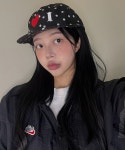 드리뮤즈주식회사 *핀터감성* 도트 땡땡이 아이러브 캠프캡 모자