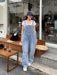 세컨드아워 [꾸안꾸/오버핏] 여성 스칼렛 데님 서스펜더 오버롤 멜빵 점프수트(2color)