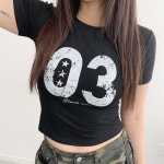 어썸하비 넘버스 슬림 반팔 크롭 티셔츠 A0633