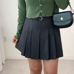어썸하비 티위 벨트세트 플리츠 미니 스커트(속바지안감) A0748