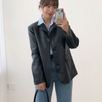어썸하비 리터 레더 루즈핏 블레이저 자켓 A0810