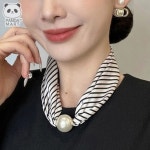 만락스토어 미니 화사 고급스런 목걸이스카프 동글진주 마그네틱