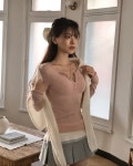 클라우드이모션 [ 솜다 PICK / 365 시리즈 ] WOOL 피치 벨라 버튼 TOP