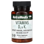 NutraMedix, 비타민D3 및 K2, 베지 캡슐 60정