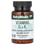 NutraMedix (뉴트라메딕스), 비타민D3 및 K2, 베지 캡슐 90정