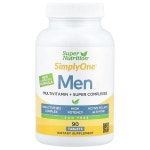 Super Nutrition, SimplyOne®, 남성용 종합비타민, 슈퍼 아답토젠, 녹색 채소, 향신료, 항산화제, 비타민C 함유, 철분 무함유, 90정