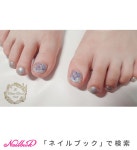 夏/フット/フラワー/ショート/ジェルネイル - R ChouChou Nail【アールシュシュ ネイル】のネイルデザイン[No.8774465]｜ネイルブック