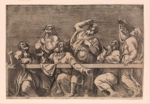 Léon Davent - The Apostles Looking at Christ and the Virgin in a Glory of Angels (bottom right plate) - The Metropolitan Museum... 