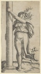 Marcantonio Raimondi - A young woman personifying Force or Strength holding a column - The Metropolitan Museum of Art
