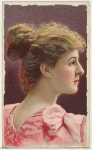 - Profile of actress wearing pink bodice, from Stars of the Stage, First Series (N129) issued by W. Duke, Sons & Co. to promote... 
