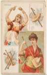 | Castanets and Seimseim, from the Musical Instruments series (N121) issued by Duke Sons & Co. to promote Honest Long Cut Tobacco... 