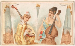 | Lute and Bass Viol, from the Musical Instruments series (N121) issued by Duke Sons & Co. to promote Honest Long Cut Tobacco... 
