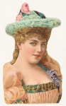 - Actress wearing blue hat with pink roses, from Stars of the Stage, Fourth Series (N132) issued by Duke Sons & Co. to promote... 