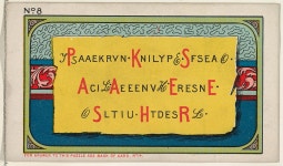 | Puzzle Card Number 8, The Cryptogram Puzzle, from the Jokes series (N118) issued by Duke Sons & Co. to promote Honest Long Cut... 