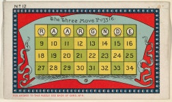 | Puzzle Card Number 12, The Three Move Puzzle, from the Jokes series (N118) issued by Duke Sons & Co. to promote Honest Long Cut... 