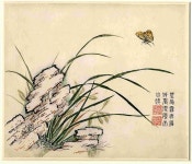 Rock with Butterfly, Leaf from the Mustard Seed Garden Painting Manual, part 3 | China | Qing dynasty (1644–1911) | The... 