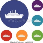 Vectors of Ship icons set in flat circle reb, blue and green color for... csp48872436 - Search Clip Art, Illustration, Drawings... 